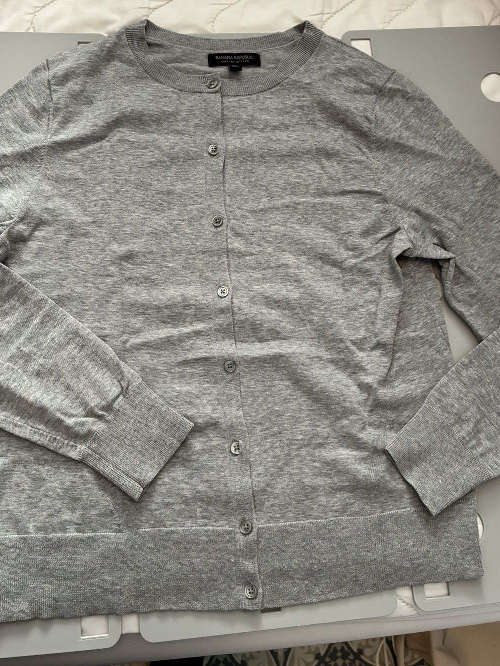 Banana Republic Gray Stretch-cotton Cardigan